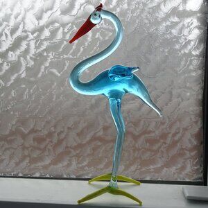 Vintage Glass Bird Figurine Stork